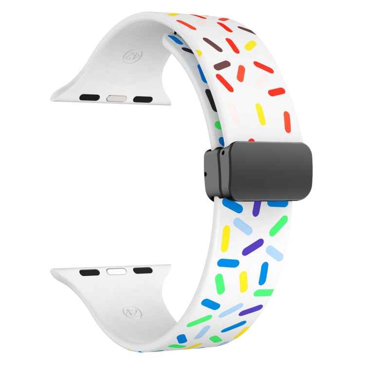 Rainbow Dots Silicone Magnetic Black Buckle Watch Band, For Apple Watch 3 42mm, For Apple Watch 2 42mm, For Apple Watch 2 38mm, For Apple Watch 42mm