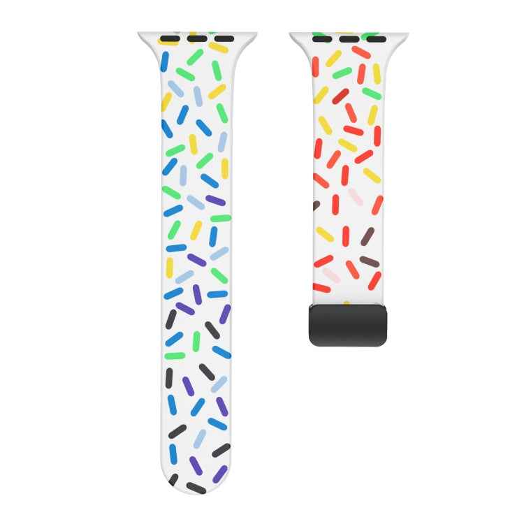 Rainbow Dots Silicone Magnetic Black Buckle Watch Band, For Apple Watch 3 42mm, For Apple Watch 2 42mm, For Apple Watch 2 38mm, For Apple Watch 42mm