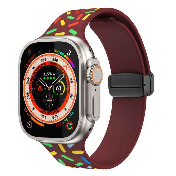 Rainbow Dots Silicone Magnetic Black Buckle Watch Band, For Apple Watch 3 42mm, For Apple Watch 2 42mm, For Apple Watch 2 38mm, For Apple Watch 42mm