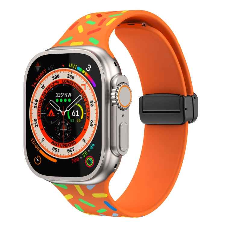 Rainbow Dots Silicone Magnetic Black Buckle Watch Band, For Apple Watch 3 42mm, For Apple Watch 2 42mm, For Apple Watch 2 38mm, For Apple Watch 42mm