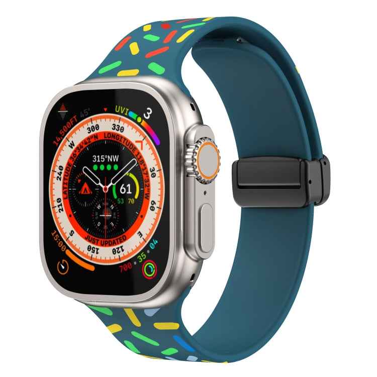 Rainbow Dots Silicone Magnetic Black Buckle Watch Band, For Apple Watch 3 42mm, For Apple Watch 2 42mm, For Apple Watch 2 38mm, For Apple Watch 42mm