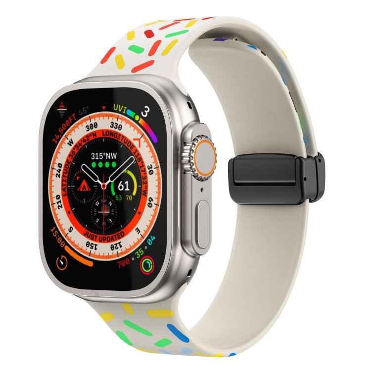Rainbow Dots Silicone Magnetic Black Buckle Watch Band, For Apple Watch 3 42mm, For Apple Watch 2 42mm, For Apple Watch 2 38mm, For Apple Watch 42mm