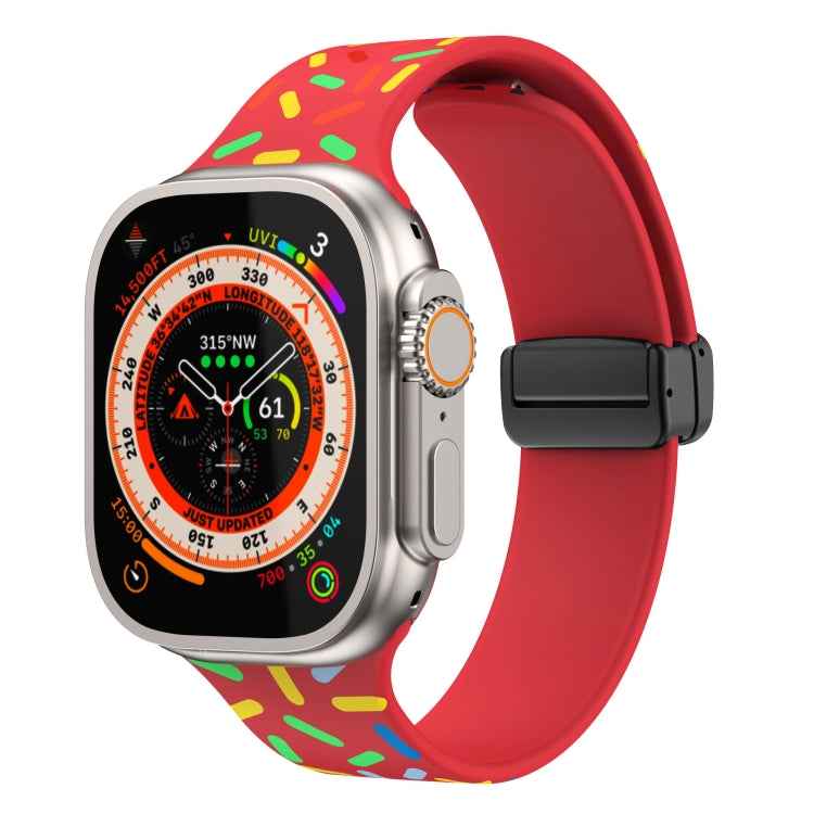 Rainbow Dots Silicone Magnetic Black Buckle Watch Band, For Apple Watch 3 42mm, For Apple Watch 2 42mm, For Apple Watch 2 38mm, For Apple Watch 42mm