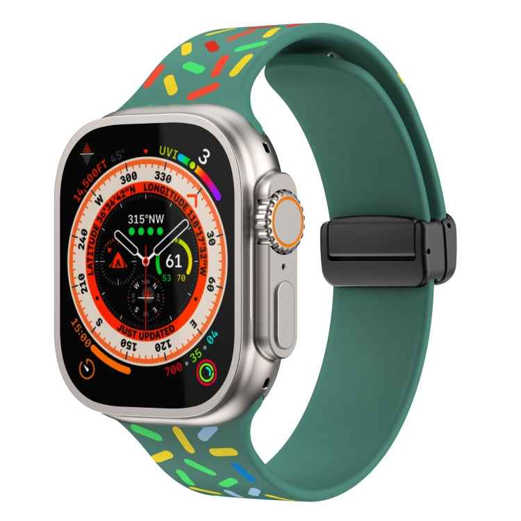 Rainbow Dots Silicone Magnetic Black Buckle Watch Band, For Apple Watch 3 42mm, For Apple Watch 2 42mm, For Apple Watch 2 38mm, For Apple Watch 42mm