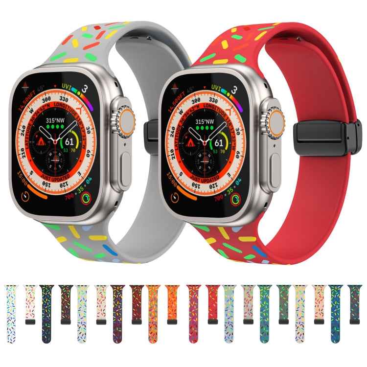 Rainbow Dots Silicone Magnetic Black Buckle Watch Band, For Apple Watch 3 42mm, For Apple Watch 2 42mm, For Apple Watch 2 38mm, For Apple Watch 42mm