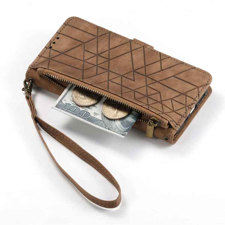Geometric Zipper Wallet Side Buckle Leather Phone Case, For iPhone 16, For iPhone 15 Pro Max, For iPhone 15 Pro, For iPhone 15 Plus, For iPhone 15, For iPhone 14 Plus, For iPhone 14, For iPhone 14 Pro
