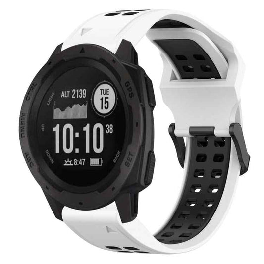 Two Color Reverse Buckle 22mm Silicone Watch Band, For Garmin Instinct, For Garmin Fenix 6, For Garmin Forerunner 945