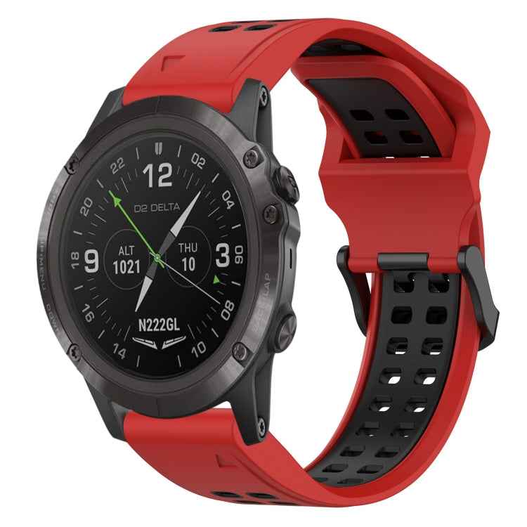 Two Color Reverse Buckle 26mm Silicone Watch Band, For Garmin Fenix 5X Plus, For Garmin Fenix 6X, For Garmin D2 Delta PX