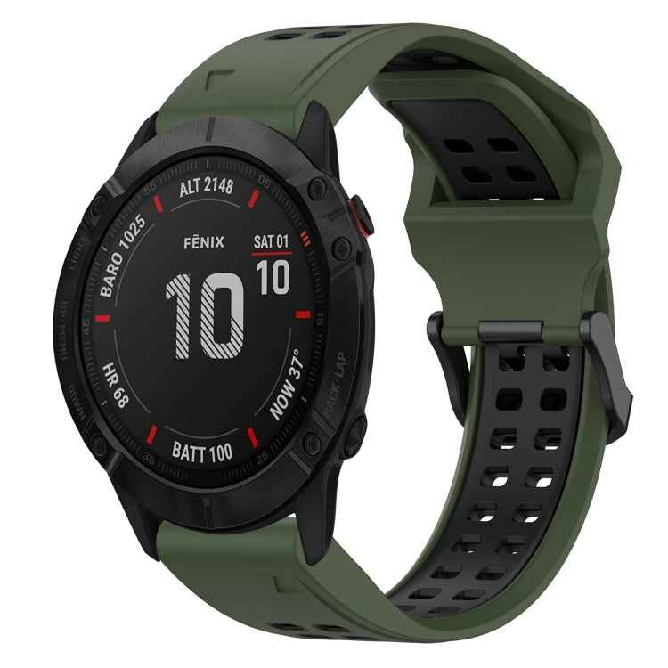 Two Color Reverse Buckle 26mm Silicone Watch Band, For Garmin Fenix 5X Plus, For Garmin Fenix 6X, For Garmin D2 Delta PX