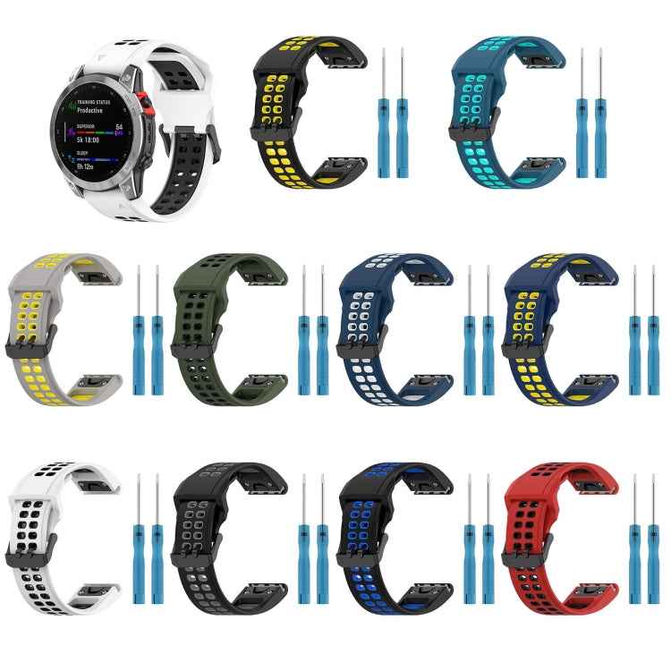 Two Color Reverse Buckle 26mm Silicone Watch Band, For Garmin Fenix 5X Plus, For Garmin Fenix 6X, For Garmin D2 Delta PX