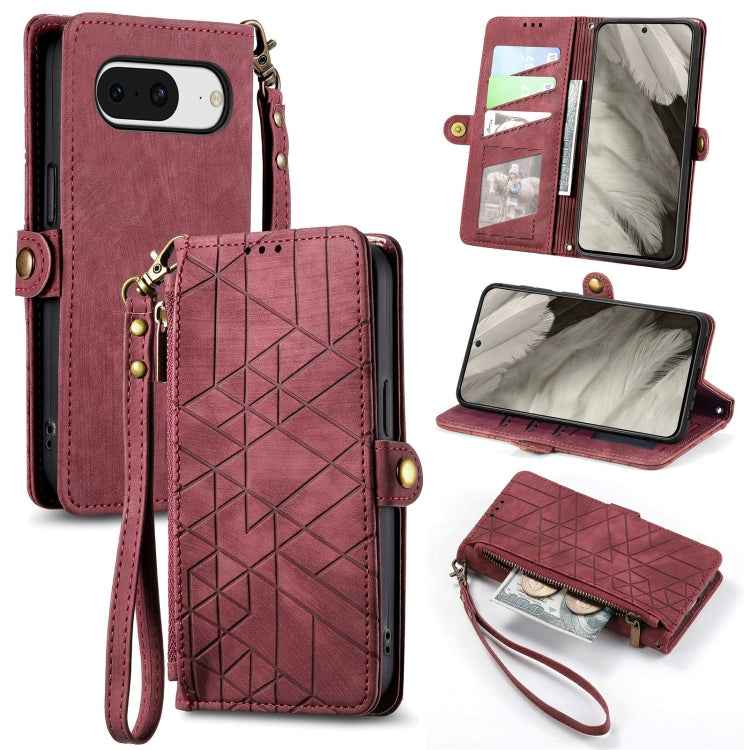 Geometric Zipper Wallet Side Buckle Leather Phone Case, For Google Pixel 10 Pro XL, For Google Pixel 10 / 10 Pro, For Google Pixel 9a, For Google Pixel 9 Pro XL, For Google Pixel 9 / 9 Pro, For Google Pixel 8a, For Google Pixel 8 Pro, For Google Pixel 8