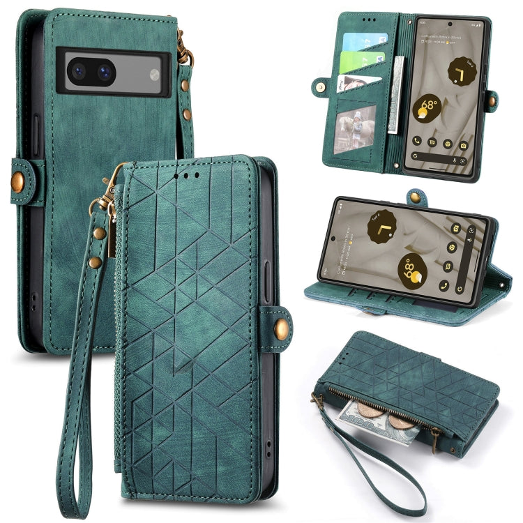Geometric Zipper Wallet Side Buckle Leather Phone Case, For Google Pixel 7 Pro, For Google Pixel 7, For Google Pixel 6a, For Google Pixel 6 Pro, For Google Pixel 6, For Google Pixel 10 / 10 Pro, For Google Pixel 9 / 9 Pro