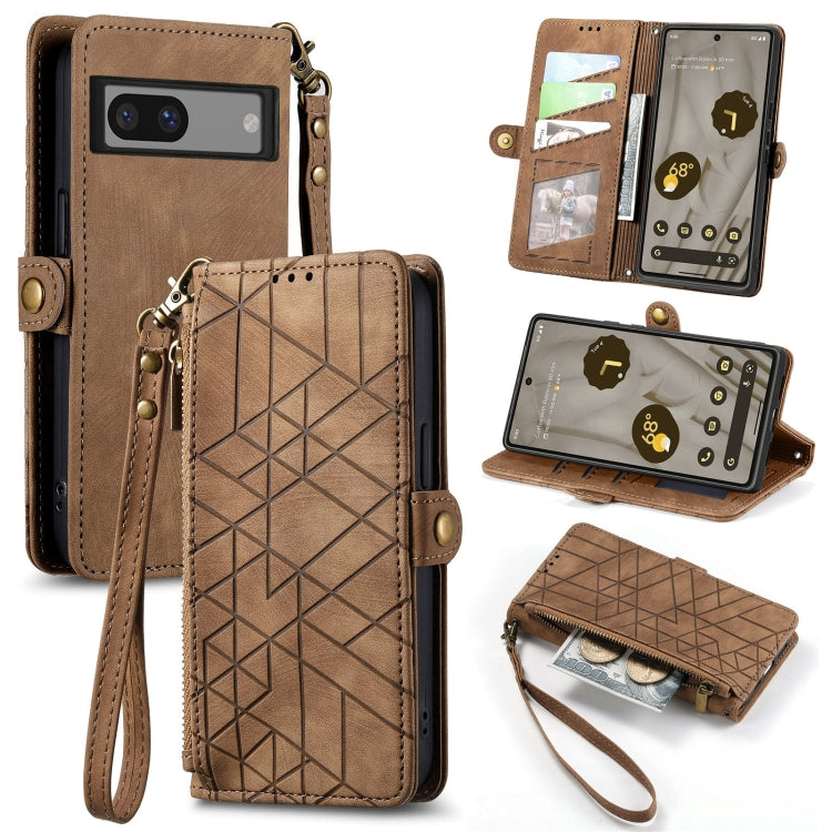 Geometric Zipper Wallet Side Buckle Leather Phone Case, For Google Pixel 7 Pro, For Google Pixel 7, For Google Pixel 6a, For Google Pixel 6 Pro, For Google Pixel 6, For Google Pixel 10 / 10 Pro, For Google Pixel 9 / 9 Pro