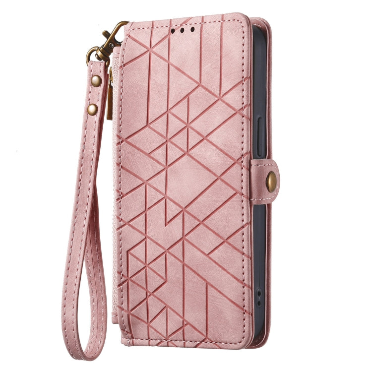 Geometric Zipper Wallet Side Buckle Leather Phone Case, For Google Pixel 7 Pro, For Google Pixel 7, For Google Pixel 6a, For Google Pixel 6 Pro, For Google Pixel 6, For Google Pixel 10 / 10 Pro, For Google Pixel 9 / 9 Pro