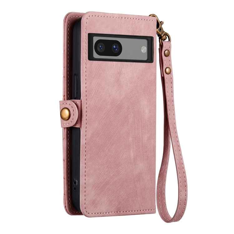 Geometric Zipper Wallet Side Buckle Leather Phone Case, For Google Pixel 7a, For Google Pixel 7 Pro, For Google Pixel 7, For Google Pixel 6a, For Google Pixel 6 Pro, For Google Pixel 6
