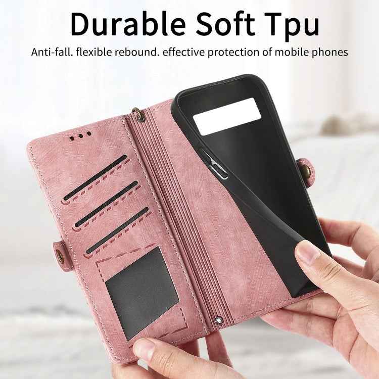 Geometric Zipper Wallet Side Buckle Leather Phone Case, For Google Pixel 7a, For Google Pixel 7 Pro, For Google Pixel 7, For Google Pixel 6a, For Google Pixel 6 Pro, For Google Pixel 6