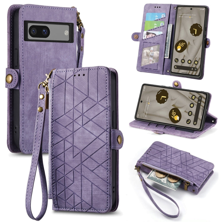 Geometric Zipper Wallet Side Buckle Leather Phone Case, For Google Pixel 7a, For Google Pixel 7 Pro, For Google Pixel 7, For Google Pixel 6a, For Google Pixel 6 Pro, For Google Pixel 6, For Google Pixel 11 / 11 Pro, For Google Pixel 10 / 10 Pro