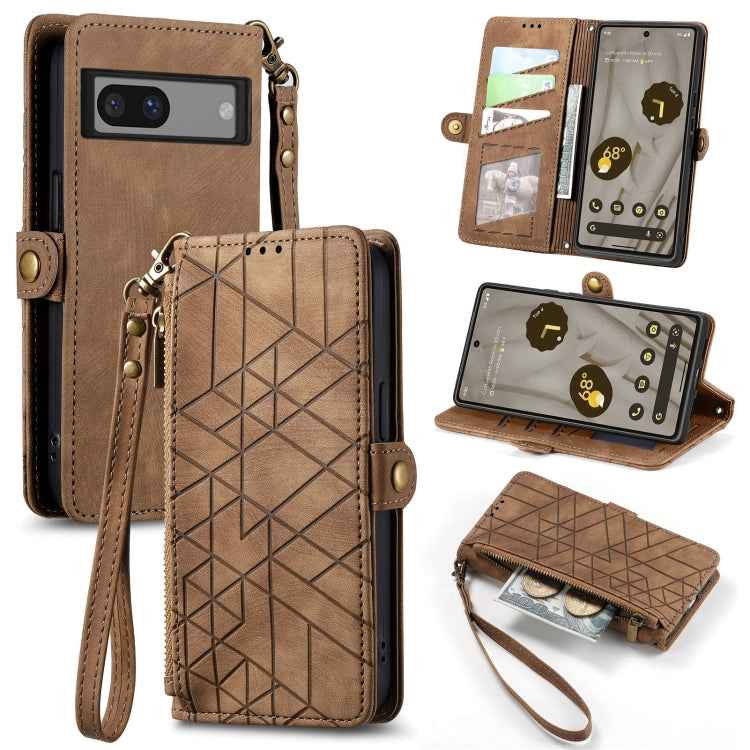 Geometric Zipper Wallet Side Buckle Leather Phone Case, For Google Pixel 7a, For Google Pixel 7 Pro, For Google Pixel 7, For Google Pixel 6a, For Google Pixel 6 Pro, For Google Pixel 6