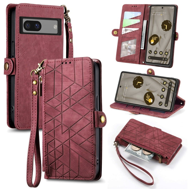 Geometric Zipper Wallet Side Buckle Leather Phone Case, For Google Pixel 7 Pro, For Google Pixel 7, For Google Pixel 6a, For Google Pixel 6 Pro, For Google Pixel 6, For Google Pixel 10 / 10 Pro, For Google Pixel 9 / 9 Pro