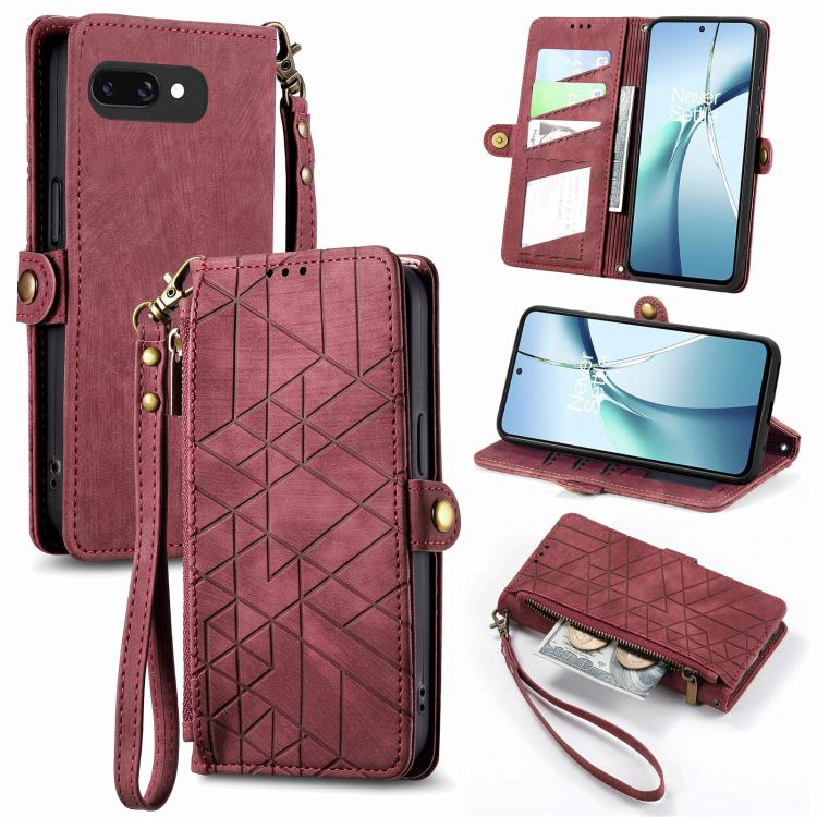 Geometric Zipper Wallet Side Buckle Leather Phone Case, For Google Pixel 10a, For Google Pixel 10 Pro XL, For Google Pixel 9a, For Google Pixel 9 Pro XL, For Google Pixel 8a, For Google Pixel 8 Pro, For Google Pixel 8, For Google Pixel 7a