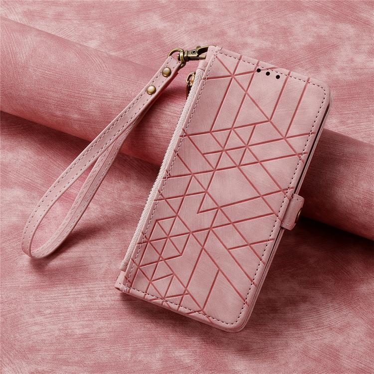 Geometric Zipper Wallet Side Buckle Leather Phone Case, For Google Pixel 9 / 9 Pro