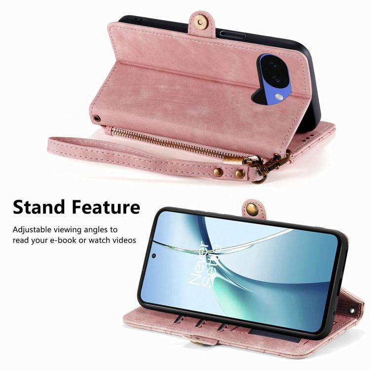 Geometric Zipper Wallet Side Buckle Leather Phone Case, For Google Pixel 10a, For Google Pixel 10 Pro XL, For Google Pixel 9a, For Google Pixel 9 Pro XL, For Google Pixel 8a, For Google Pixel 8 Pro, For Google Pixel 8, For Google Pixel 7a
