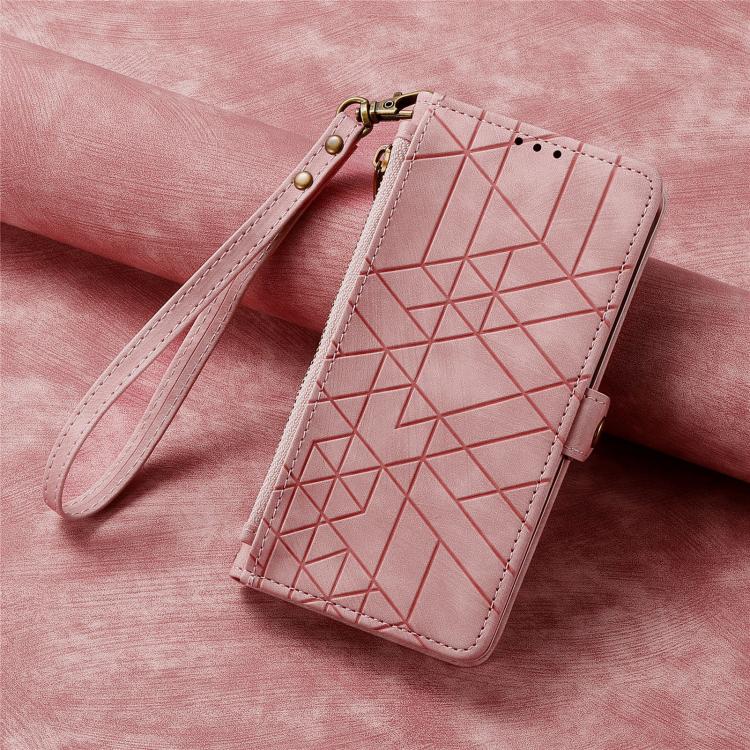 Geometric Zipper Wallet Side Buckle Leather Phone Case, For Google Pixel 10a, For Google Pixel 10 Pro XL, For Google Pixel 9a, For Google Pixel 9 Pro XL, For Google Pixel 8a, For Google Pixel 8 Pro, For Google Pixel 8, For Google Pixel 7a