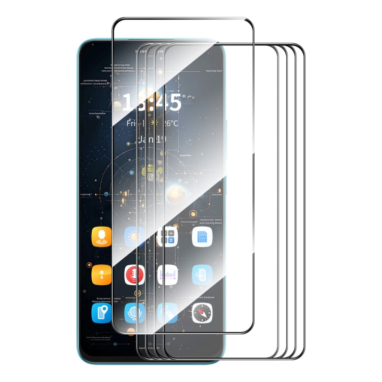 5pcs ENKAY Hat-Prince Full Glue High Aluminum-silicon Tempered Glass Film, For Redmi Note 15 Pro 5G Global 163.6mm, For Redmi 15C Global 171.5mm / Poco C85, For Redmi 15C 5G / 4G EU 173mm, For Redmi 13X, For Redmi Note 14S 4G, For Redmi Turbo 4        ...