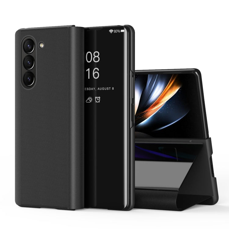 Plated Mirror Horizontal Flip Leather Phone Case with Holder, For Galaxy Z Fold8 Ultra 5G, For Galaxy Z TriFold, For Galaxy Z Fold7, For Galaxy Z Fold6, For Galaxy Z Fold5 5G