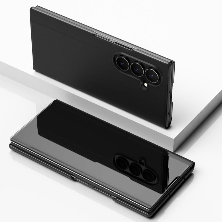 Plated Mirror Horizontal Flip Leather Phone Case with Holder, For Galaxy Z Fold8 Ultra 5G, For Galaxy Z TriFold, For Galaxy Z Fold7, For Galaxy Z Fold6, For Galaxy Z Fold5 5G