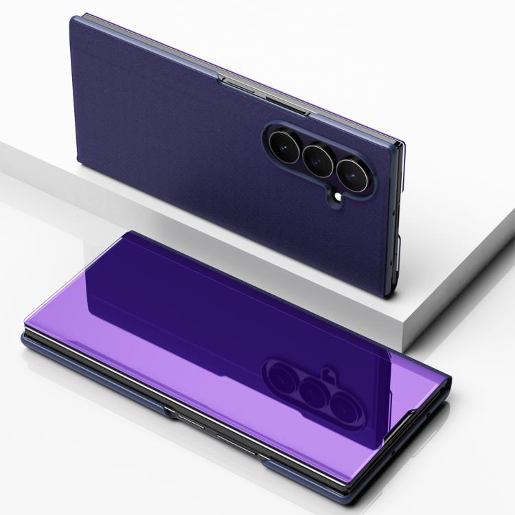 Plated Mirror Horizontal Flip Leather Phone Case with Holder, For Galaxy Z Fold8 Ultra 5G, For Galaxy Z TriFold, For Galaxy Z Fold7, For Galaxy Z Fold6, For Galaxy Z Fold5 5G