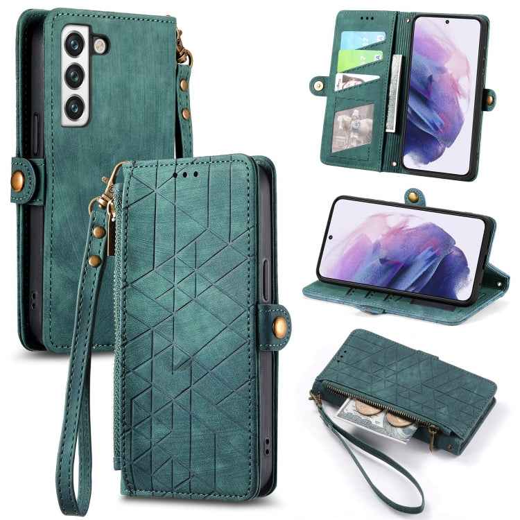 Geometric Zipper Wallet Side Buckle Leather Phone Case, For Samsung Galaxy S20, For Samsung Galaxy A71, For Samsung Galaxy A51, For Samsung Galaxy A70S, For Samsung Galaxy A50, For Samsung Galaxy A30