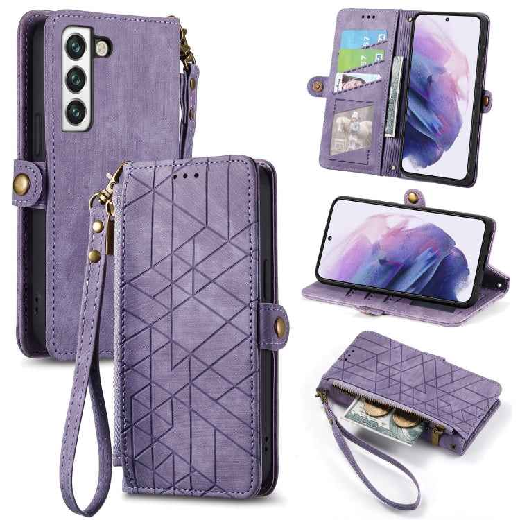 Geometric Zipper Wallet Side Buckle Leather Phone Case, For Samsung Galaxy S20, For Samsung Galaxy A71, For Samsung Galaxy A51, For Samsung Galaxy A70S, For Samsung Galaxy A50, For Samsung Galaxy A30