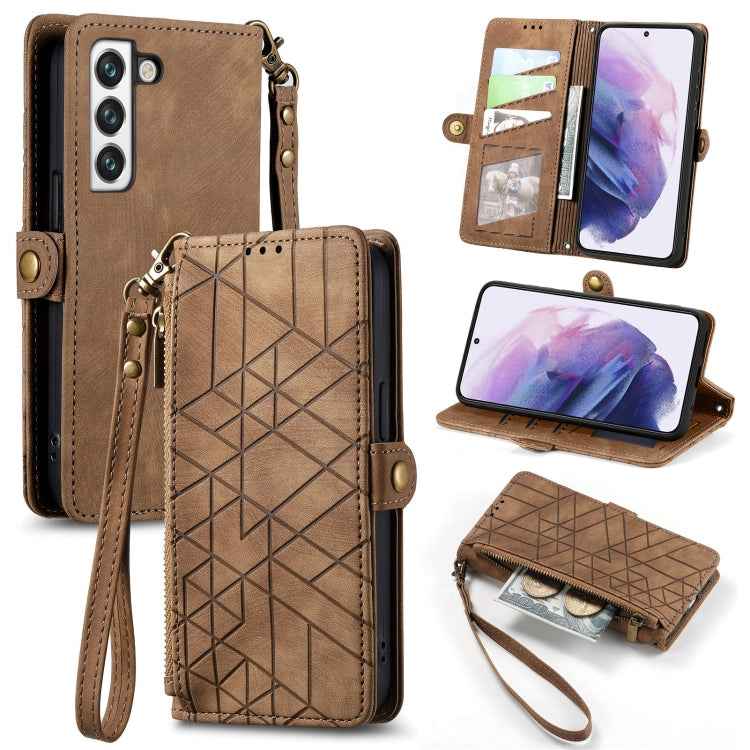 Geometric Zipper Wallet Side Buckle Leather Phone Case, For Samsung Galaxy S20, For Samsung Galaxy A71, For Samsung Galaxy A51, For Samsung Galaxy A70S, For Samsung Galaxy A50, For Samsung Galaxy A30
