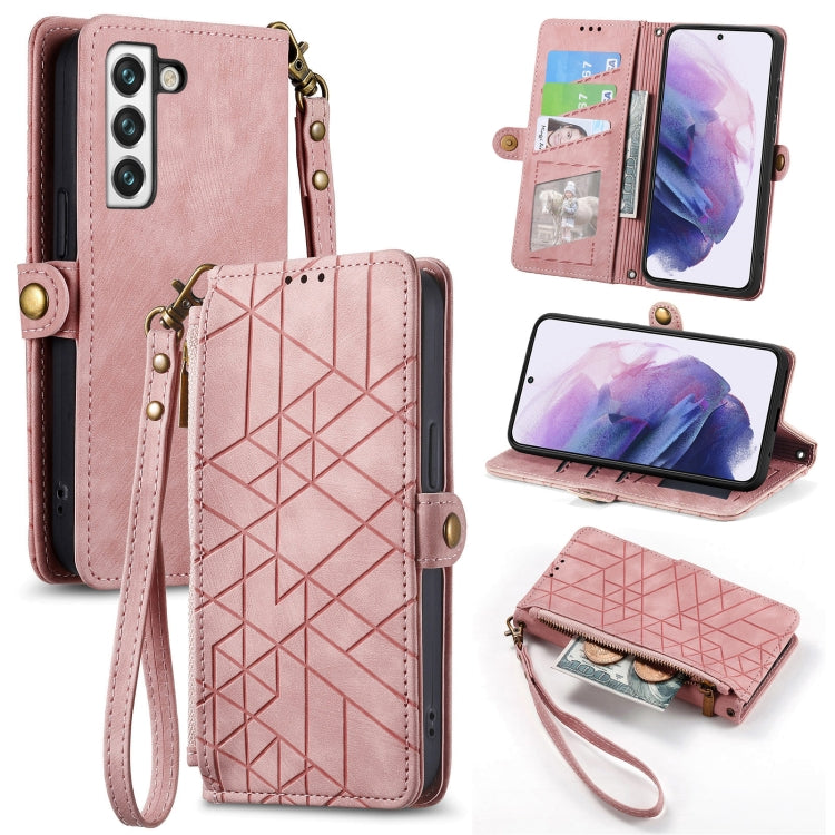 Geometric Zipper Wallet Side Buckle Leather Phone Case, For Samsung Galaxy S20+, For Samsung Galaxy A31, For Samsung Galaxy A11, For Samsung Galaxy S20, For Samsung Galaxy A71, For Samsung Galaxy A51, For Samsung Galaxy A70S, For Samsung Galaxy A50