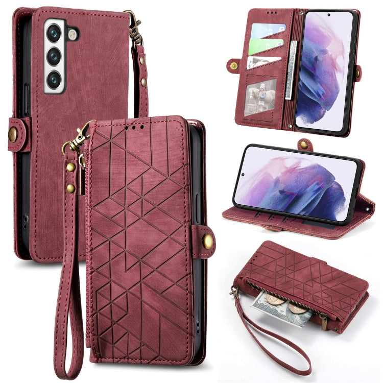 Geometric Zipper Wallet Side Buckle Leather Phone Case, For Samsung Galaxy S20+, For Samsung Galaxy A31, For Samsung Galaxy A11, For Samsung Galaxy S20, For Samsung Galaxy A71, For Samsung Galaxy A51, For Samsung Galaxy A70S, For Samsung Galaxy A50
