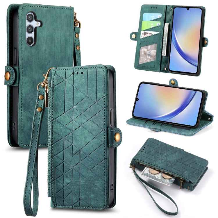 Geometric Zipper Wallet Side Buckle Leather Phone Case, For Samsung Galaxy S20, For Samsung Galaxy A71, For Samsung Galaxy A51, For Samsung Galaxy A70S, For Samsung Galaxy A50, For Samsung Galaxy A30
