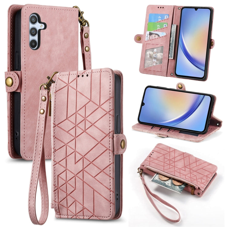 Geometric Zipper Wallet Side Buckle Leather Phone Case, For Samsung Galaxy Note20 Ultra, For Samsung Galaxy Note20, For Samsung Galaxy A21S, For Samsung Galaxy A51 5G, For Samsung Galaxy S20 Ultra, For Samsung Galaxy S20+, For Samsung Galaxy A31       ...