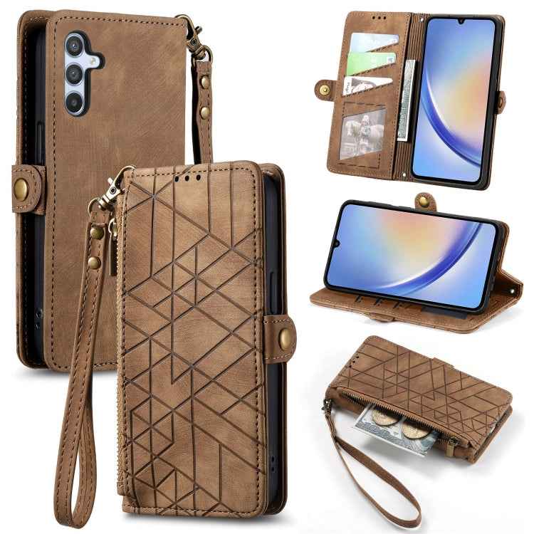 Geometric Zipper Wallet Side Buckle Leather Phone Case, For Samsung Galaxy A72, For Samsung Galaxy A52 5G, For Samsung Galaxy A32 5G, For Samsung Galaxy S21 5G, For Samsung Galaxy S21+ 5G, For Samsung Galaxy S21 Ultra 5G, For Samsung Galaxy A12        ...