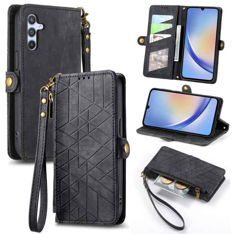Geometric Zipper Wallet Side Buckle Leather Phone Case, For Samsung Galaxy A72, For Samsung Galaxy A52 5G, For Samsung Galaxy A32 5G, For Samsung Galaxy S21 5G, For Samsung Galaxy S21+ 5G, For Samsung Galaxy S21 Ultra 5G, For Samsung Galaxy A12        ...
