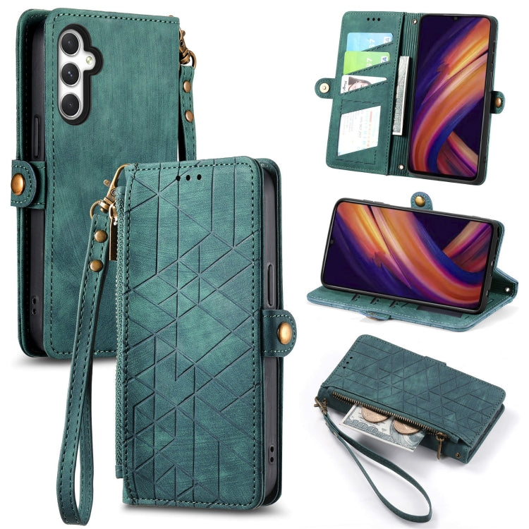 Geometric Zipper Wallet Side Buckle Leather Phone Case, For Samsung Galaxy A55 5G, For Samsung Galaxy S24 Ultra 5G, For Samsung Galaxy S24+ 5G, For Samsung Galaxy S24 5G, For Samsung Galaxy A05, Samsung Galaxy A05s, For Samsung Galaxy A25 5G           ...