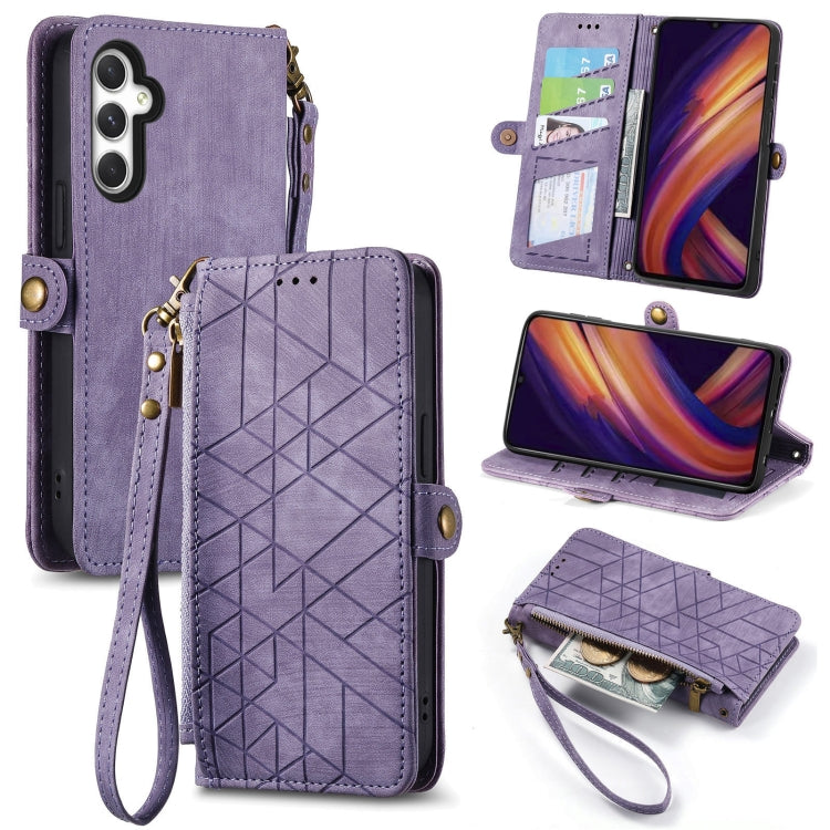 Geometric Zipper Wallet Side Buckle Leather Phone Case, For Samsung Galaxy A55 5G, For Samsung Galaxy S24 Ultra 5G, For Samsung Galaxy S24+ 5G, For Samsung Galaxy S24 5G, For Samsung Galaxy A05, Samsung Galaxy A05s, For Samsung Galaxy A25 5G           ...