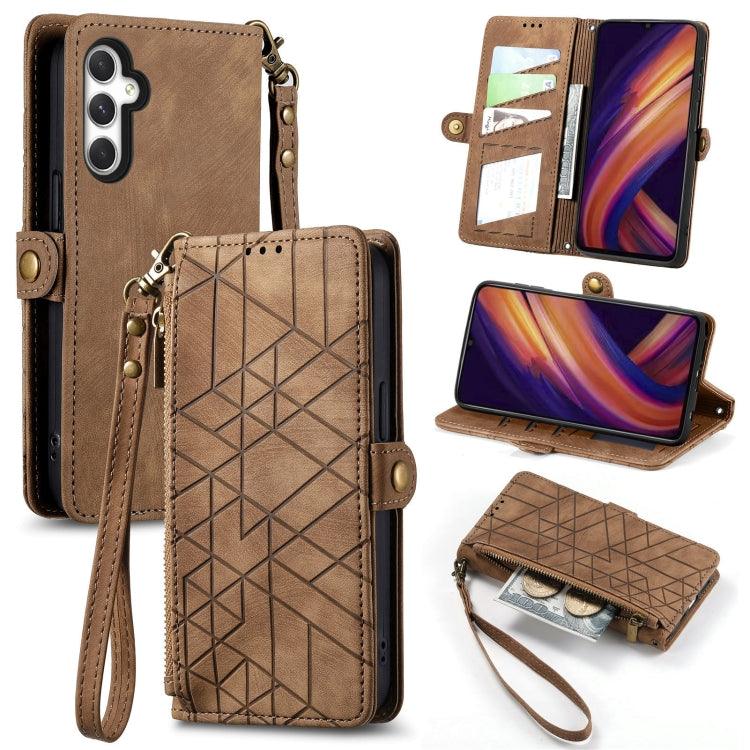 Geometric Zipper Wallet Side Buckle Leather Phone Case, For Samsung Galaxy A55 5G, For Samsung Galaxy S24 Ultra 5G, For Samsung Galaxy S24+ 5G, For Samsung Galaxy S24 5G, For Samsung Galaxy A05, Samsung Galaxy A05s, For Samsung Galaxy A25 5G           ...