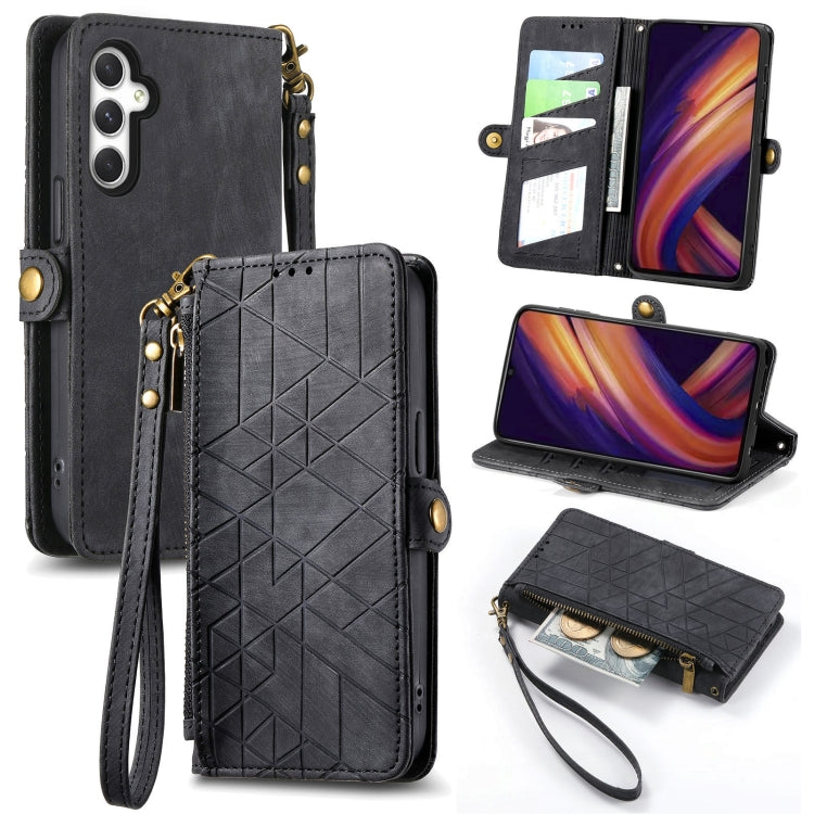 Geometric Zipper Wallet Side Buckle Leather Phone Case, For Samsung Galaxy A55 5G, For Samsung Galaxy S24 Ultra 5G, For Samsung Galaxy S24+ 5G, For Samsung Galaxy S24 5G, For Samsung Galaxy A05, Samsung Galaxy A05s, For Samsung Galaxy A25 5G           ...