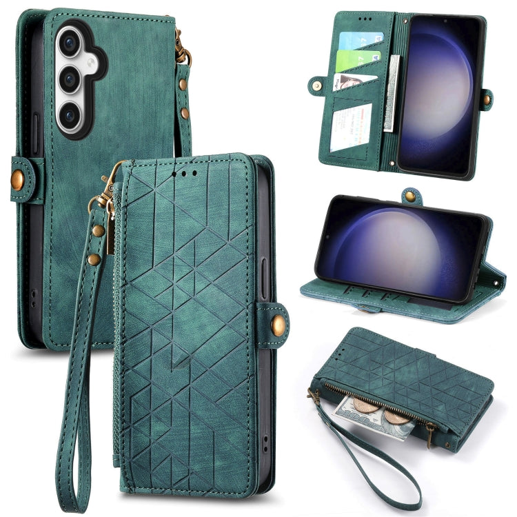 Geometric Zipper Wallet Side Buckle Leather Phone Case, For Samsung Galaxy A55 5G, For Samsung Galaxy S24 Ultra 5G, For Samsung Galaxy S24+ 5G, For Samsung Galaxy S24 5G, For Samsung Galaxy A05, Samsung Galaxy A05s, For Samsung Galaxy A25 5G           ...
