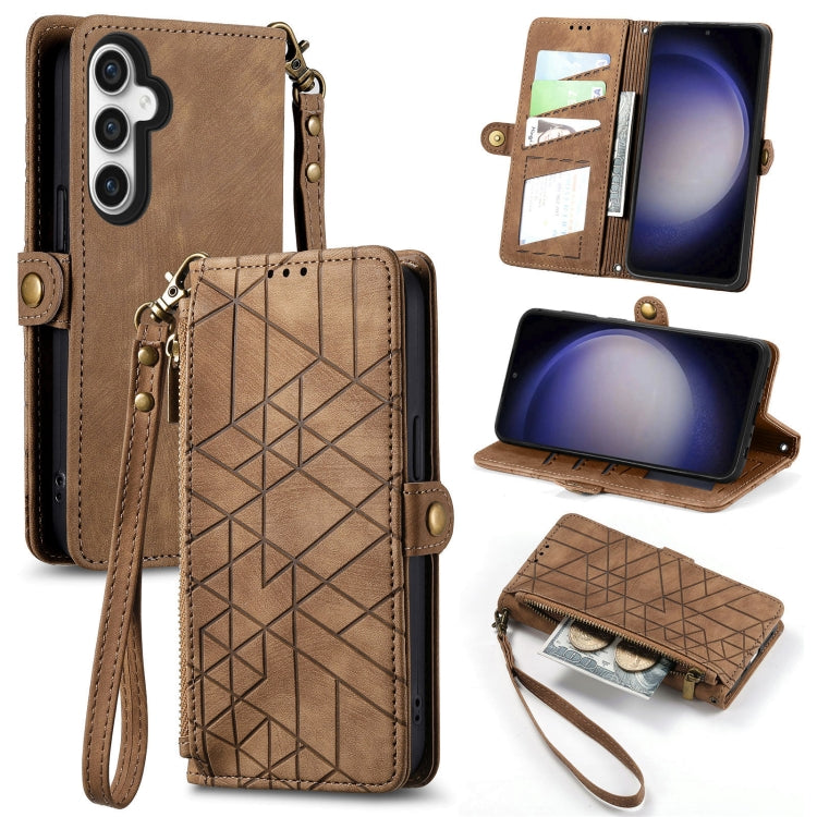 Geometric Zipper Wallet Side Buckle Leather Phone Case, For Samsung Galaxy A55 5G, For Samsung Galaxy S24 Ultra 5G, For Samsung Galaxy S24+ 5G, For Samsung Galaxy S24 5G, For Samsung Galaxy A05, Samsung Galaxy A05s, For Samsung Galaxy A25 5G           ...