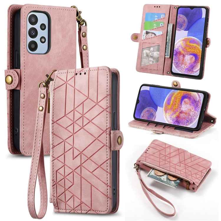 Geometric Zipper Wallet Side Buckle Leather Phone Case, For Samsung Galaxy A24 4G, For Samsung Galaxy A23 5G, For Samsung Galaxy A14 4G, For Samsung Galaxy A24 5G, For Samsung Galaxy A34 5G, For Samsung Galaxy A54 5G, For Samsung Galaxy S23 Ultra 5G   ...