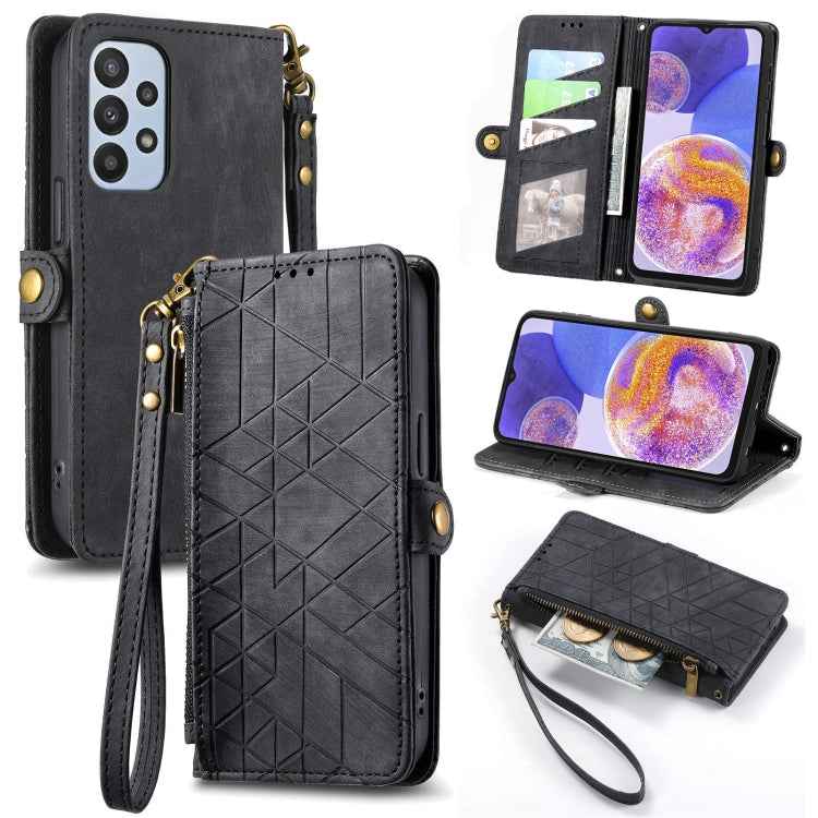 Geometric Zipper Wallet Side Buckle Leather Phone Case, For Samsung Galaxy A24 4G, For Samsung Galaxy A23 5G, For Samsung Galaxy A14 4G, For Samsung Galaxy A24 5G, For Samsung Galaxy A34 5G, For Samsung Galaxy A54 5G, For Samsung Galaxy S23 Ultra 5G   ...