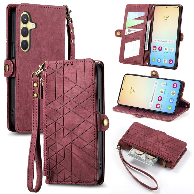 Geometric Zipper Wallet Side Buckle Leather Phone Case, For Samsung Galaxy A55 5G, For Samsung Galaxy S24 Ultra 5G, For Samsung Galaxy S24+ 5G, For Samsung Galaxy S24 5G, For Samsung Galaxy A05, Samsung Galaxy A05s, For Samsung Galaxy A25 5G           ...