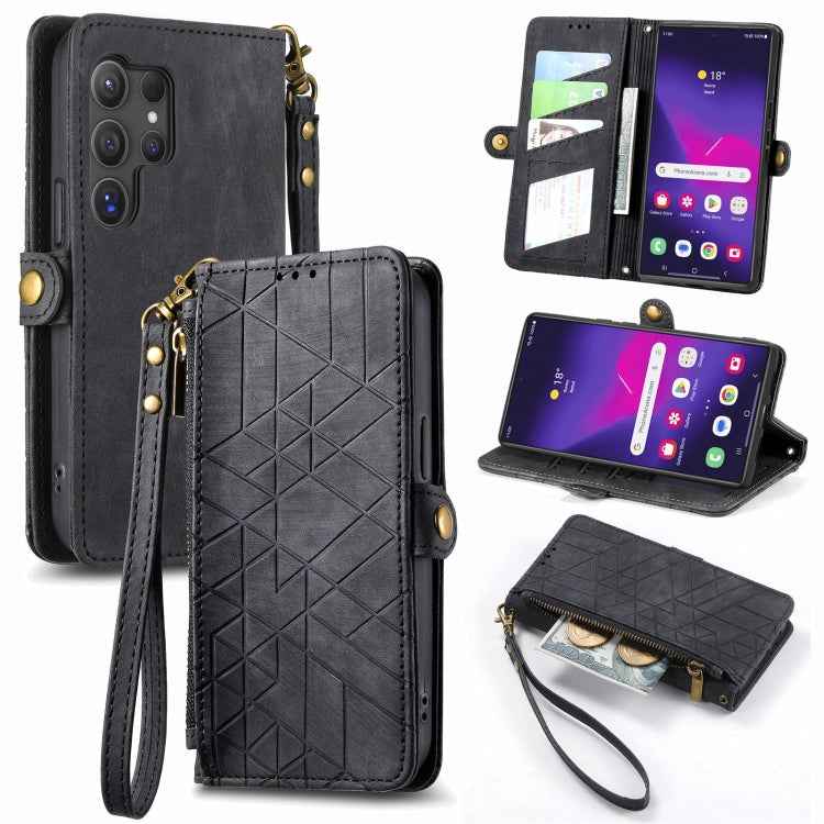 Geometric Zipper Wallet Side Buckle Leather Phone Case, For Samsung Galaxy A55 5G, For Samsung Galaxy S24 Ultra 5G, For Samsung Galaxy S24+ 5G, For Samsung Galaxy S24 5G, For Samsung Galaxy A05, Samsung Galaxy A05s, For Samsung Galaxy A25 5G           ...